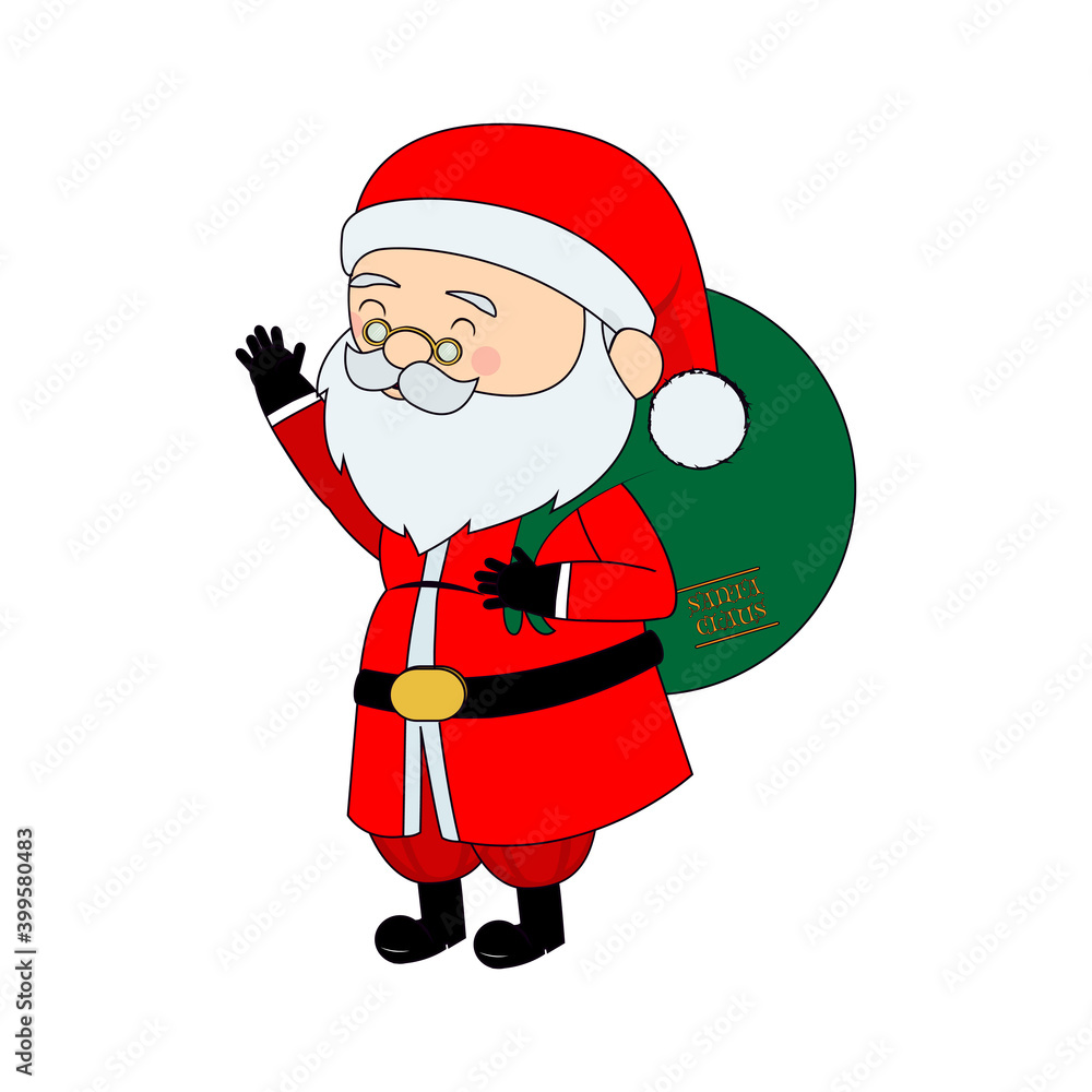 Happy santa claus cartoon with a gift bag. Vector illustration Happy santa claus cartoon with a gift bag. Vector illustration