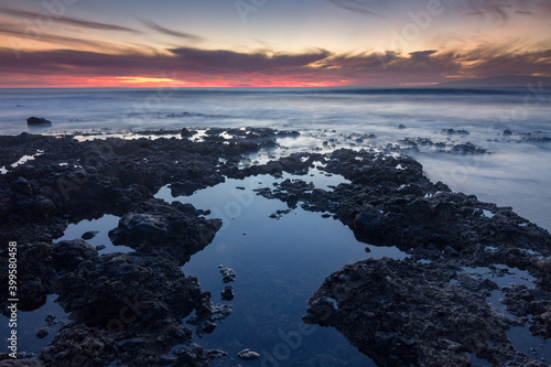 Sunset in Playa de las Americas in the south of Tenerife  Spain 