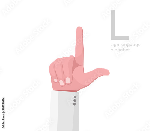 The letter 'L. Turkish handicapped hand alphabet letter L. Disabled hand. Hand tongue. Learning the alphabet, non-verbal deaf-dumb communication, expression gestures vector.