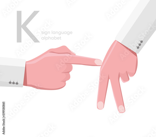 The letter 'K. Turkish handicapped hand alphabet letter K. Disabled hand. Hand tongue. Learning the alphabet, non-verbal deaf-dumb communication, expression gestures vector.