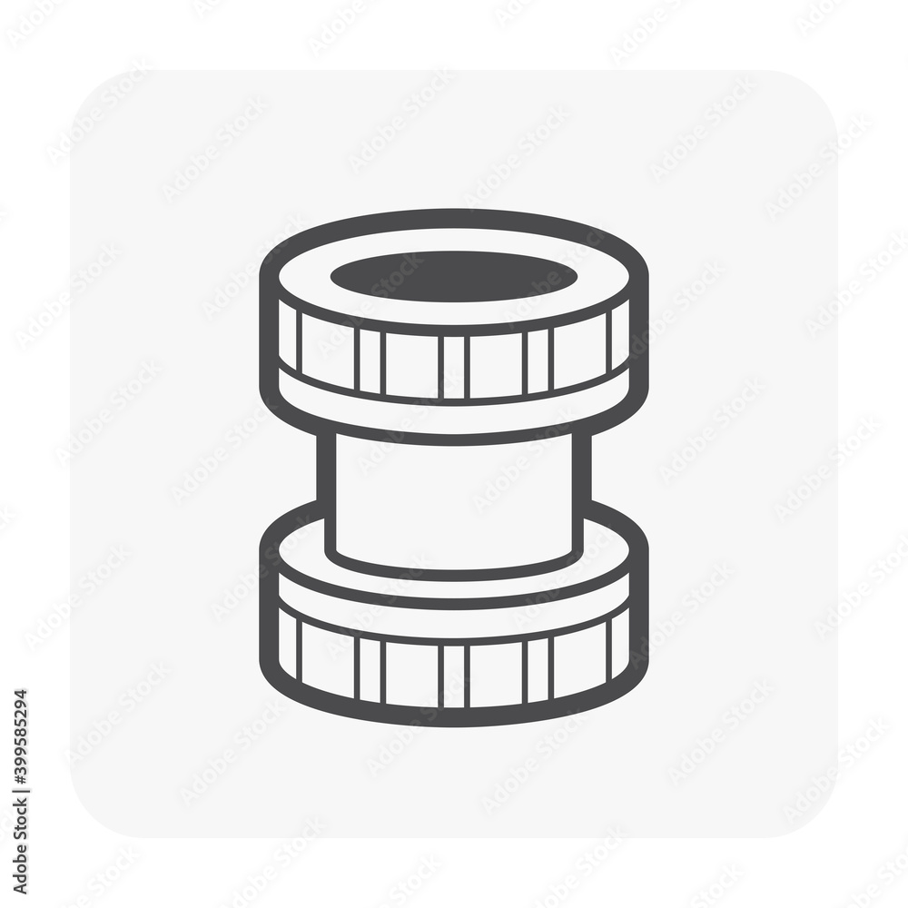 HDPE compression coupling fittings vector icon. Pvc or plastic material to connection or join tube, pipe and hose. Working under pressure for plumbing, irrigation sprinkler and electrical conduit syst HDPE compression coupling fittings vector icon. Pvc or plastic material to connection or join tube, pipe and hose. Working under pressure for plumbing, irrigation sprinkler and electrical conduit syst