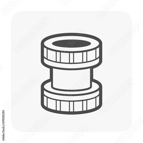 HDPE compression coupling fittings vector icon. Pvc or plastic material to connection or join tube, pipe and hose. Working under pressure for plumbing, irrigation sprinkler and electrical conduit syst