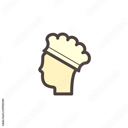 Shower cap or bath cap icon. That is hat for woman use while shower, bath by cover on head to protect hair from wet. Also use in beauty and spa i.e. hair salon, hair mask treatment, hair dyeing etc.