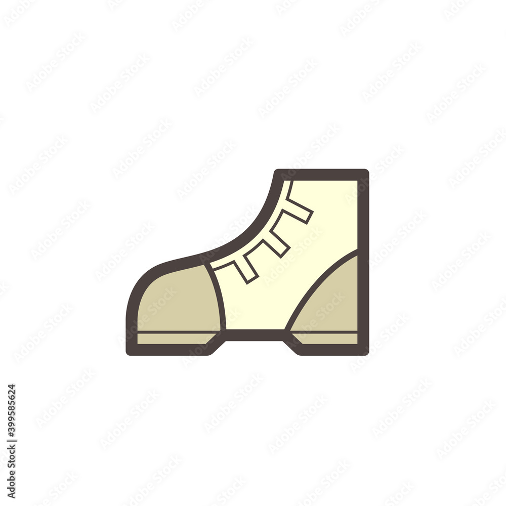 Safety boot or safety shoe vector icon. That footwear is personal protective equipment (PPE) for wear to work in construction site to protection, safe or prevent foot of builder or worker injury. Safety boot or safety shoe vector icon. That footwear is personal protective equipment (PPE) for wear to work in construction site to protection, safe or prevent foot of builder or worker injury.