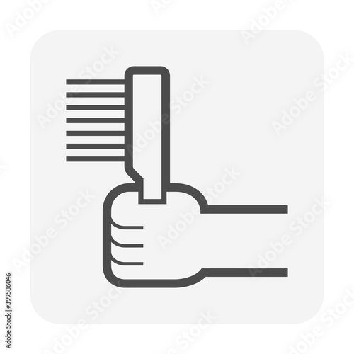 Wire brush vector icon. Device is handle tool consist of steel wire or bristle made from brass or stainless steel. For cleaning surface of wood, metal and steel to remove rust, paint and dirt.