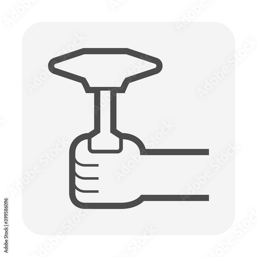 Welding chipping hammer vector icon. Hand tool for welder, machinists, metalworkers, blacksmiths, fabricators, mechanics, tradesman and serious DIYers to weld slag removing by scraping or chipping.