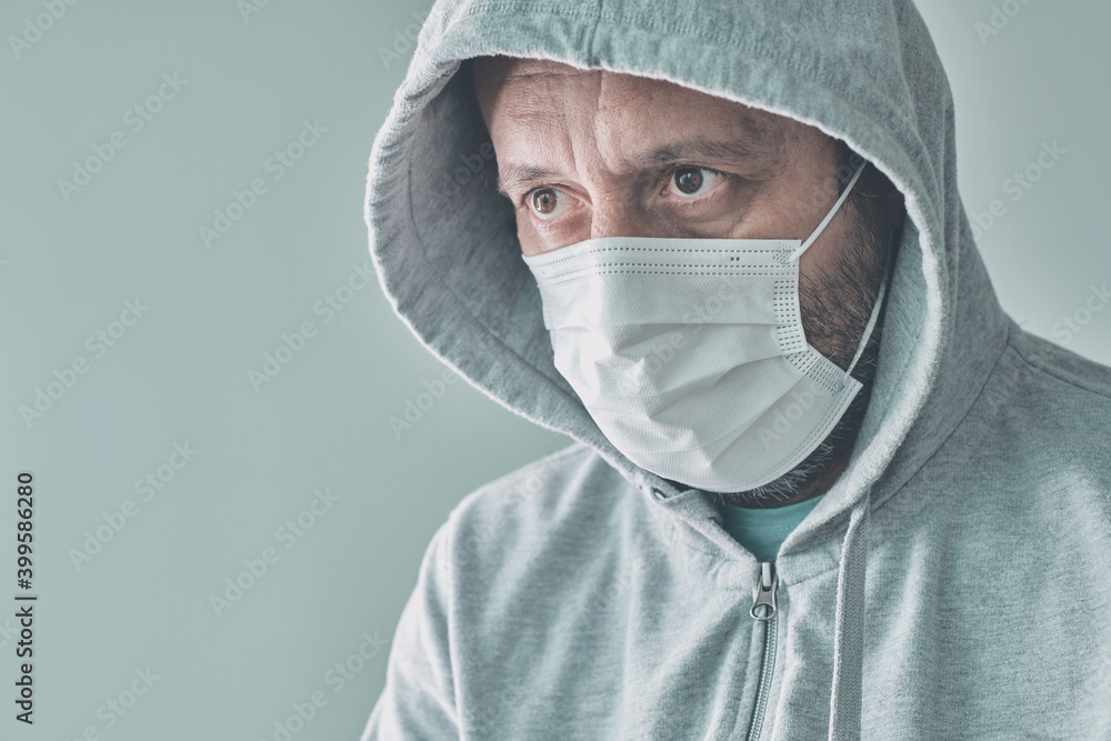 Distressed frightened covid-19 make patient in self-isolation Distressed frightened covid-19 make patient in self-isolation