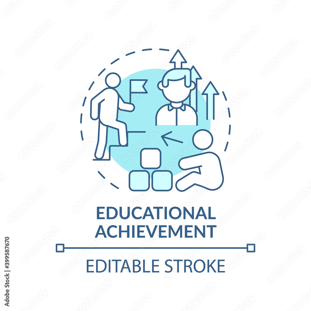 Educational achievement turquoise concept icon. Success in studies. Early childhood development idea thin line illustration. Vector isolated outline RGB color drawing. Editable stroke