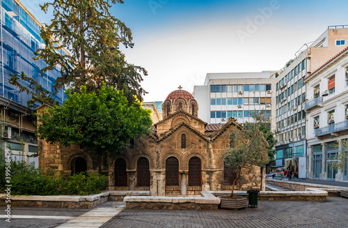 Panaghia Kapnikarea Church view on Ermou Street in Athens.