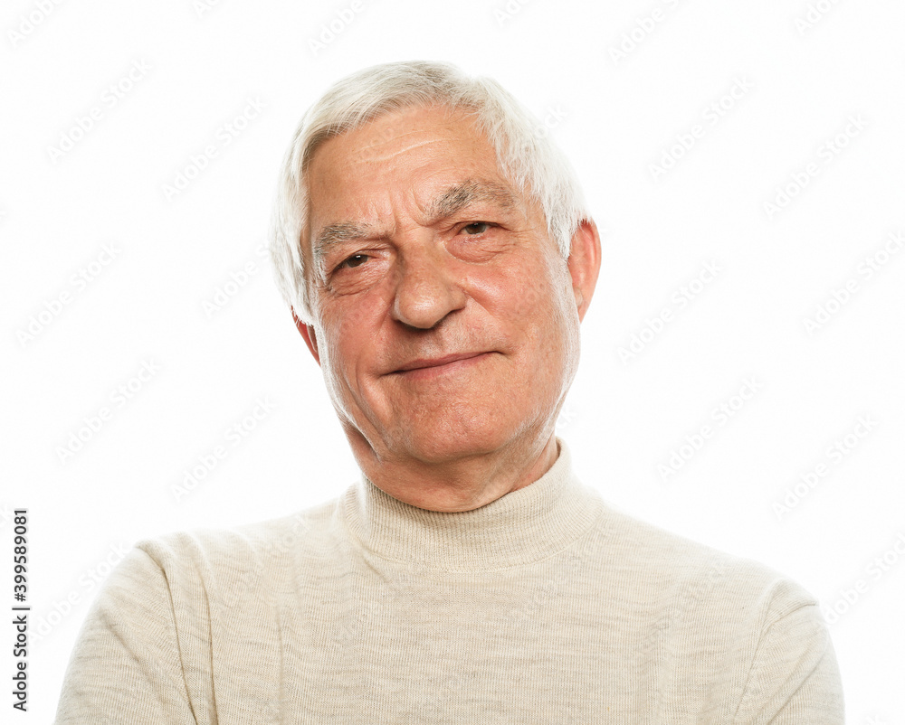Portrait of elderly man on white background Portrait of elderly man on white background