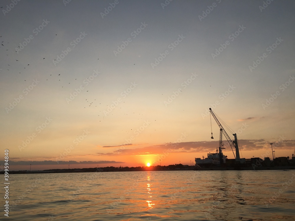 sunset at port 