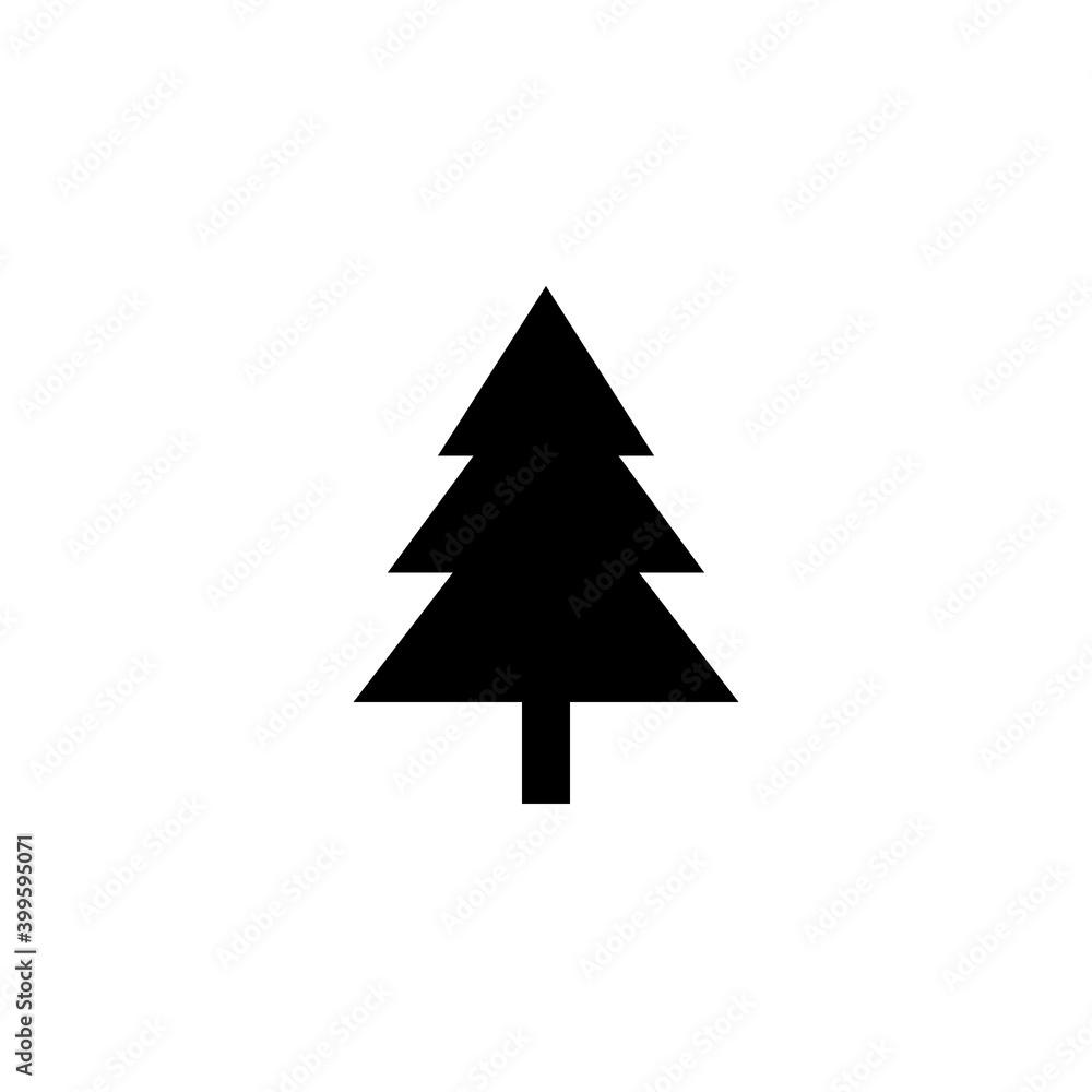 Christmas tree icon. Tree silhouette vector illustration isolated on white. New Year outline element. 