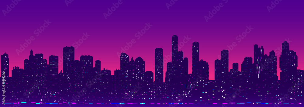 Futuristic cityscape night light