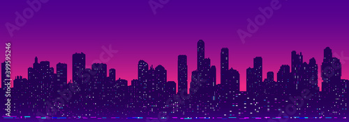Futuristic cityscape night light