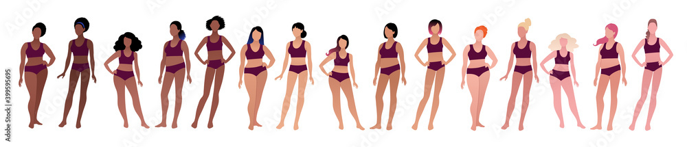 Vector illustration set of female characters Vector illustration set of female characters