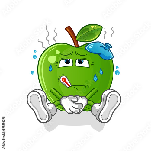 green apple sick vector. cartoon character