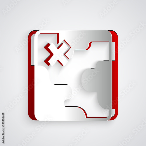Paper cut Africa safari map icon isolated on grey background. Paper art style. Vector.