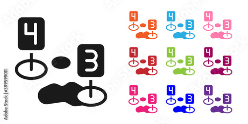 Black Marker of crime scene icon isolated on white background. Set icons colorful. Vector.