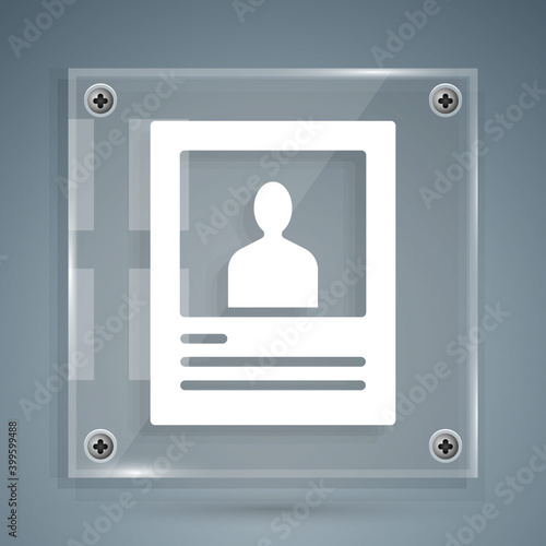 White Wanted poster icon isolated on grey background. Reward money. Dead or alive crime outlaw. Square glass panels. Vector.