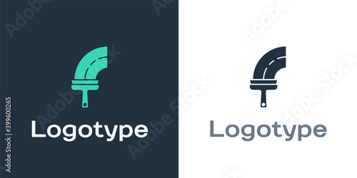 Logotype Cleaning service with of rubber cleaner for windows icon isolated on white background. Squeegee, scraper, wiper. Logo design template element. Vector.
