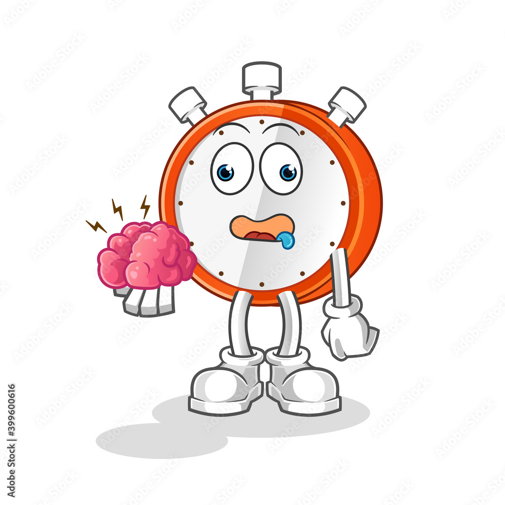 Obraz premium alarm clock no brain vector. cartoon character