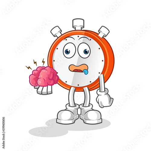 alarm clock no brain vector. cartoon character