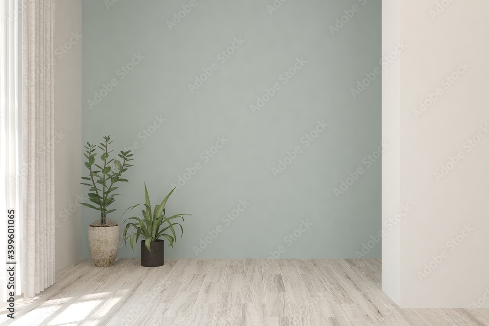 Fototapeta premium White empty room. Scandinavian interior design. 3D illustration