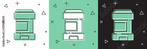 Set Antiperspirant deodorant roll icon isolated on white and green, black background. Cosmetic for body hygiene. Vector.