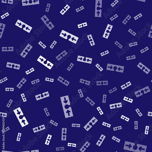 White Acne icon isolated seamless pattern on blue background. Inflamed pimple on the skin. The sebum in the clogged pore promotes the growth of a bacteria. Vector.