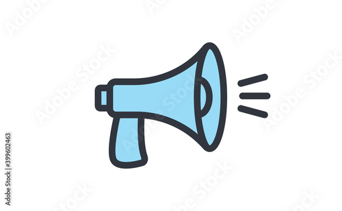 Megaphone icon. Loudspeaker linear vector illustration. Speech and announcement symbol.