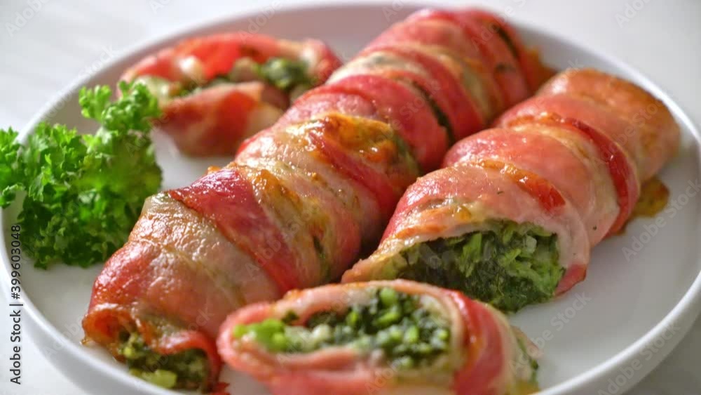 baked bacon roll stuffed spinach and cheese baked bacon roll stuffed spinach and cheese