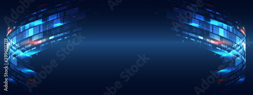 Hi-tech business presentation. Big data concept. Cybersecurity for business and internet project. Abstract futuristic background.