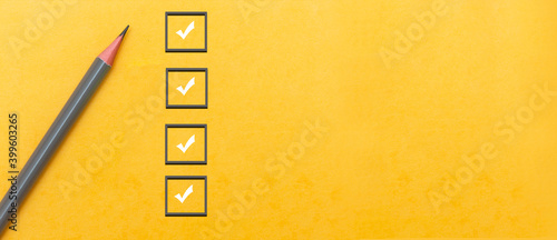 marking on checklist box. Checklist concept, copy space photo