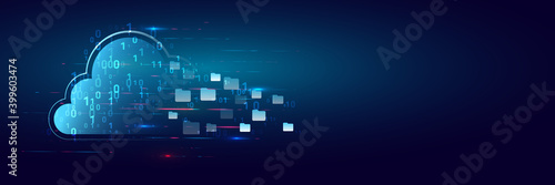Futuristic business network concept. Hi-tech cloud connection technology background. Cloud computing concept.