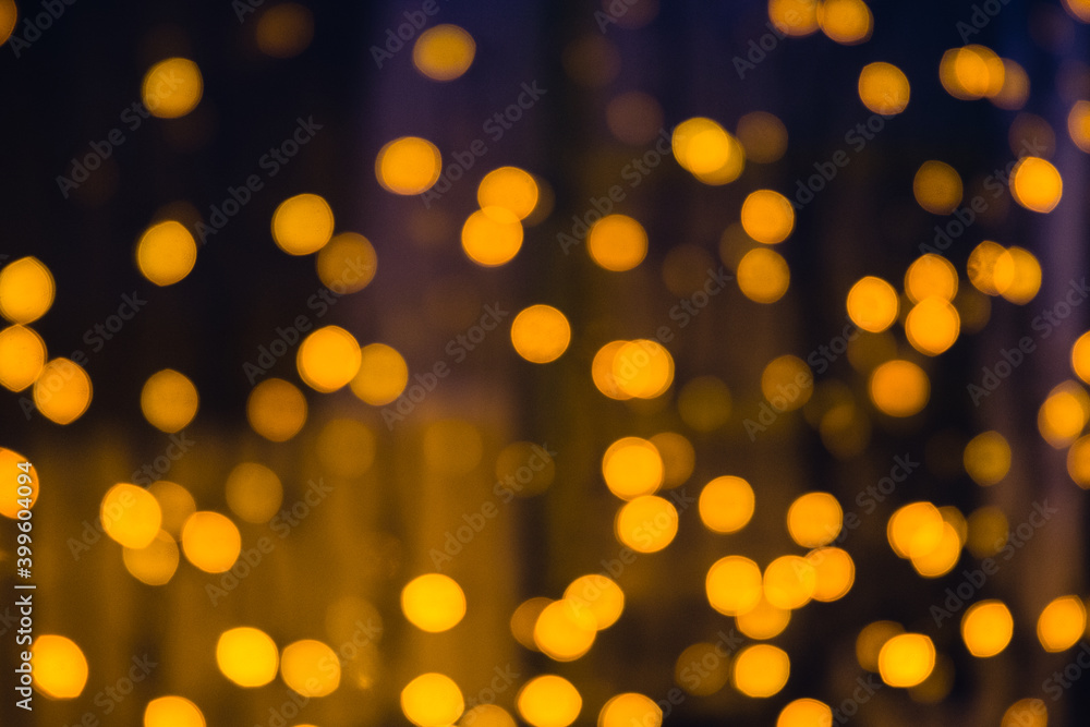 Abstract gold colorfull bokeh texture on black background