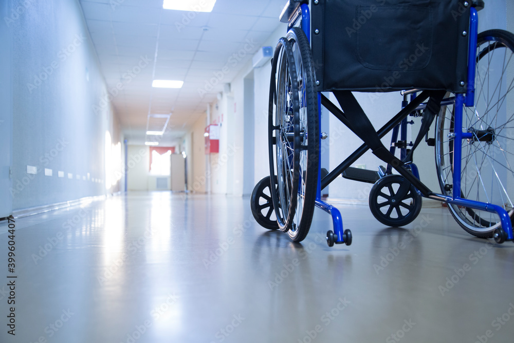 Chair for the disabled at the hospital in the hallway. Chair for the disabled at the hospital in the hallway.