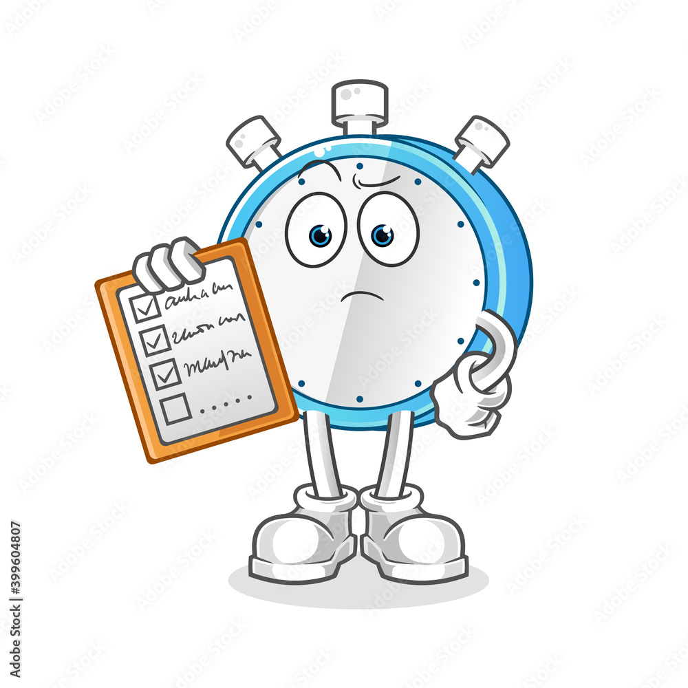 Fototapeta premium alarm clock schedule list vector. cartoon character