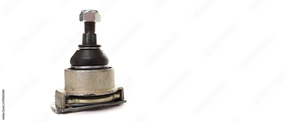 ball joint on white background, car suspension detail, repair concept