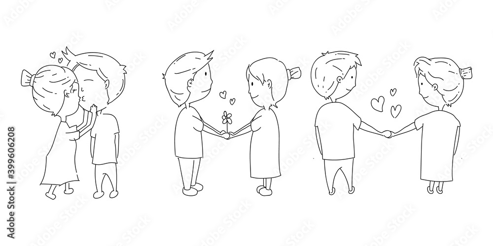 Hand drawn illustration couple activities design isolated on white background Hand drawn illustration couple activities design isolated on white background