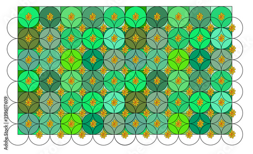 Great green pattern illustration with flower for bedspread or anything else
