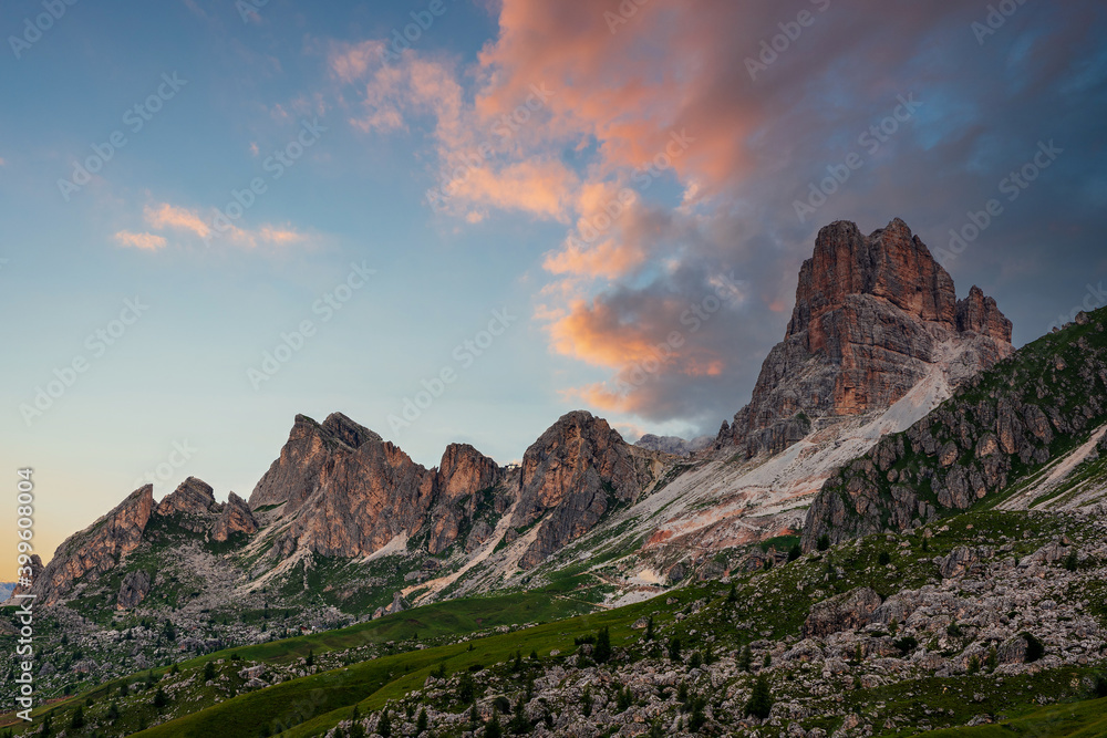 panoramic view of the Dolomites. Giau Pass. panoramic view of the Dolomites. Giau Pass.
