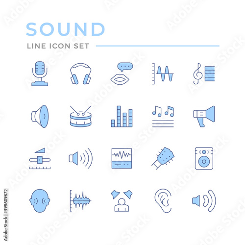 Set color line icons of sound