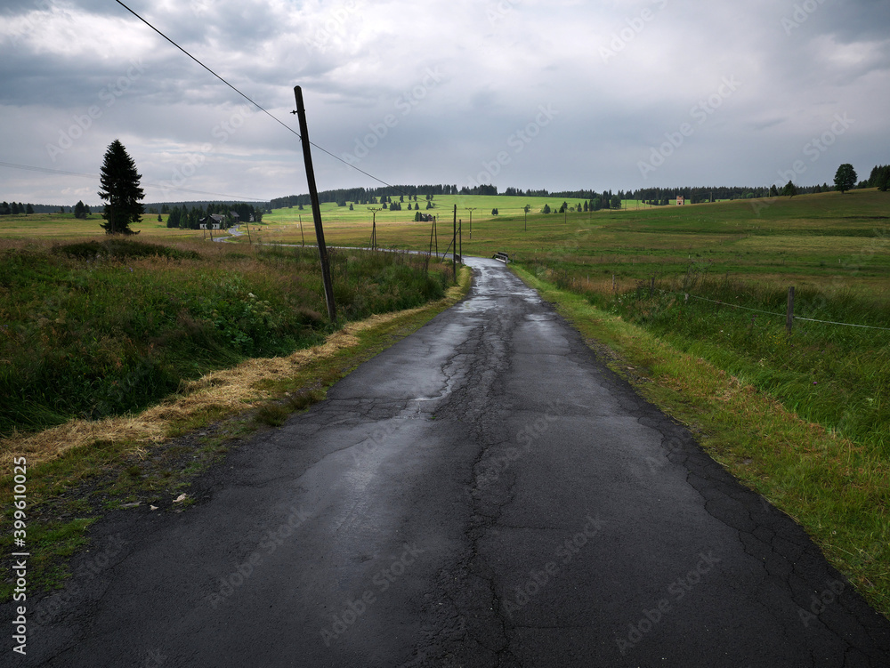 Road in the Ore Mountains in the west of the Czech Republic