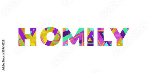 Homily Concept Retro Colorful Word Art Illustration