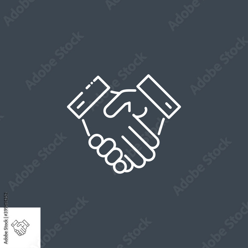 Handshake Related Vector Line Icon. Isolated on Black Background. Editable Stroke.