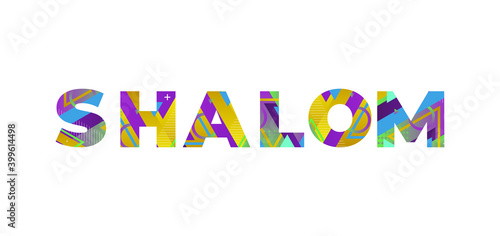 Shalom Concept Retro Colorful Word Art Illustration