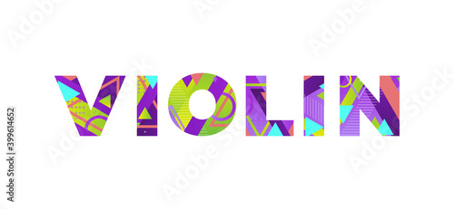 Violin Concept Retro Colorful Word Art Illustration