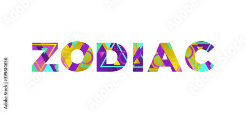 Zodiac Concept Retro Colorful Word Art Illustration