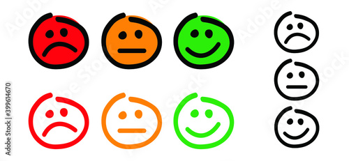 Emoticon face. Good and bad icons for measuring customer satisfaction, Tools to measure the level of customer satisfaction with the service of employees. Vector sign. Unlike or dislike, compliment day