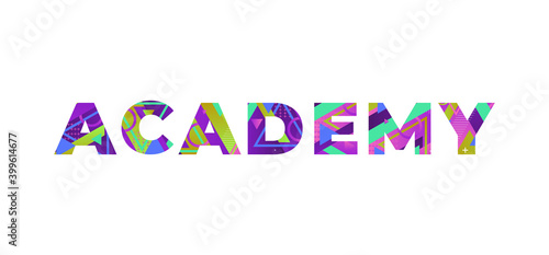 Academy Concept Retro Colorful Word Art Illustration